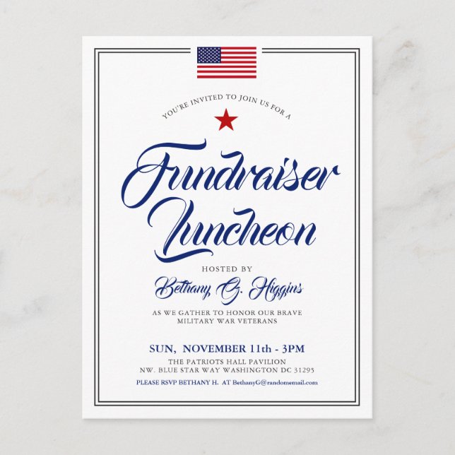 Patriotic Themed Event American Flag Einladung P Postkarte (Vorderseite)