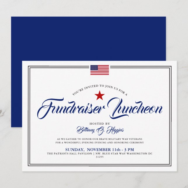 Patriotic Themed Event American Flag Horizontal   Einladung (Vorne/Hinten)