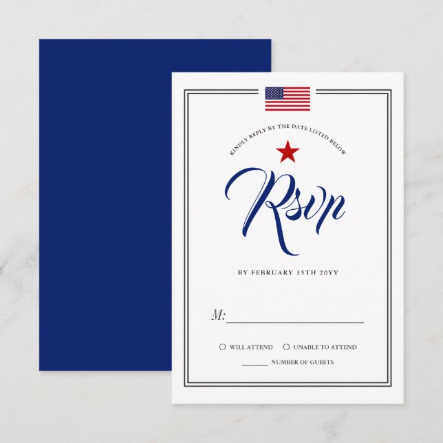 Patriotic Themed Event American Flag UAWG Invitati Einladung (Vorne/Hinten)