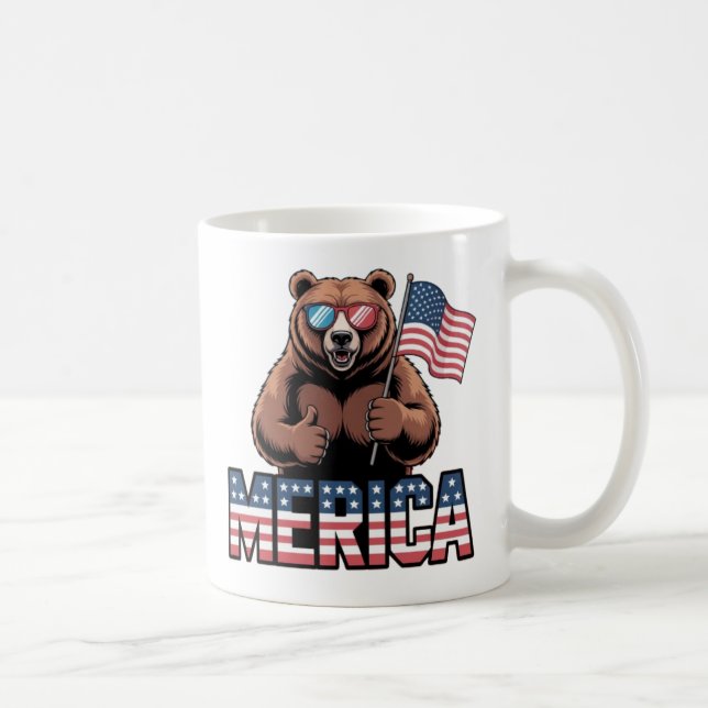 Patriotic Thumbs Up Bären Tasse - Spaß Americana (Rechts)