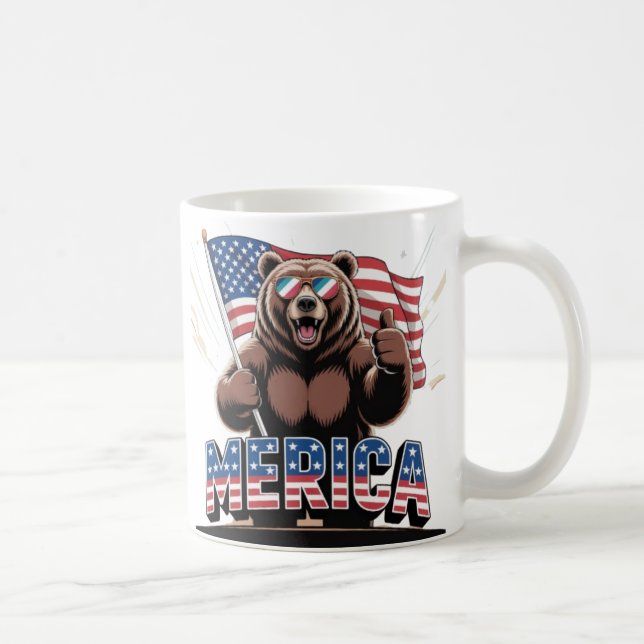 Patriotic Thumbs Up Bären Tasse - Spaß Americana (Rechts)