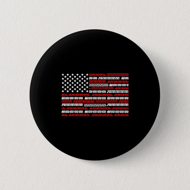 Patriotic Trains Flag For Train Enthusiasts And Ho Button (Vorderseite)