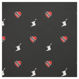 Patriotic Trinidad & Tobago Herzenflagge und Karte Stoff