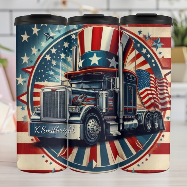 Patriotic Truck Uncle Sam Hat Thermosbecher (Von Creator hochgeladen)