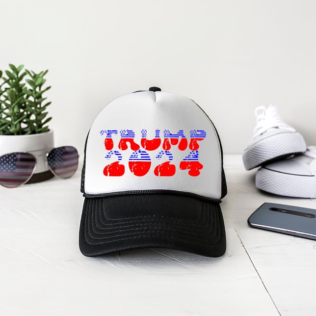 Patriotic Trump 2024 Retro Vintag Truckerkappe (Patriotic Trump 2024 Retro Vintage Trucker Hat)