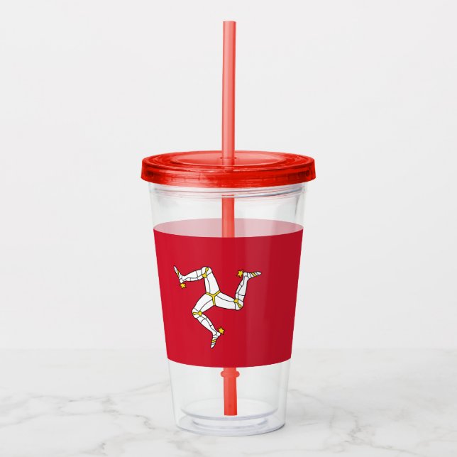 Patriotic Tumbler mit der Flagge der Isle of Man Acryltrinkbecher (Vorderseite)