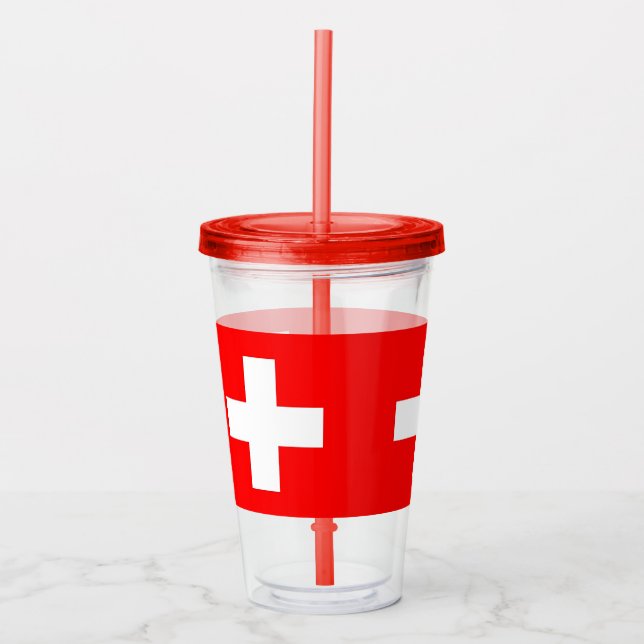 Patriotic Tumbler mit der Flagge der Schweiz Acryltrinkbecher (Vorderseite)