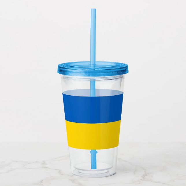 Patriotic Tumbler mit der Flagge der Ukraine Acryltrinkbecher (Vorderseite)