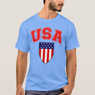 Patriotic U S A American Flag Shield T-Shirt