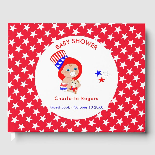 Patriotic Uncle Sam American Baby Personalisiert Gästebuch (Vorderseite)