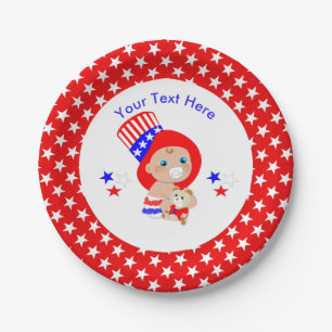 Patriotic Uncle Sam American Baby Personalisiert Pappteller