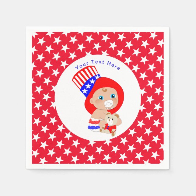 Patriotic Uncle Sam American Baby Personalisiert Serviette (Vorderseite)