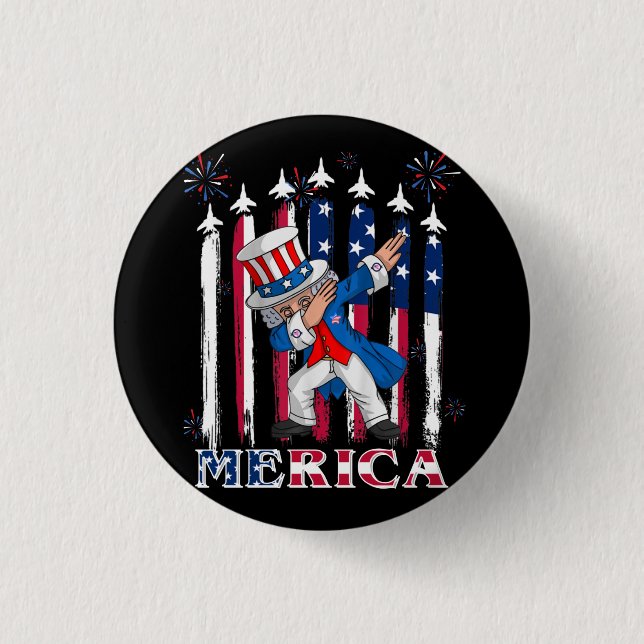 Patriotic Uncle Sam Dabbing 4. Juli Button (Vorderseite)