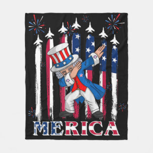 Patriotic Uncle Sam Dabbing 4. Juli Fleecedecke