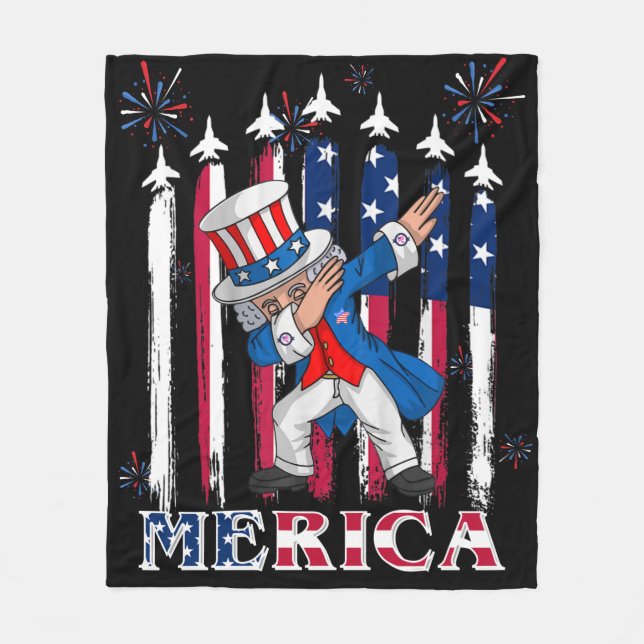 Patriotic Uncle Sam Dabbing 4. Juli Fleecedecke (Vorderseite)