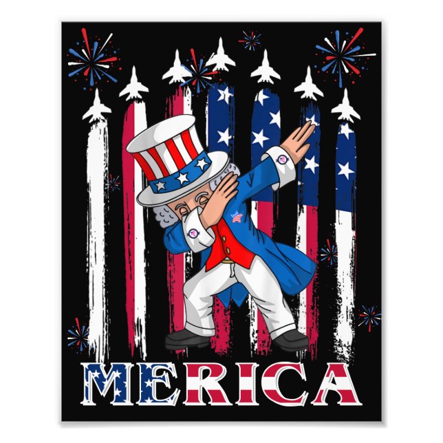 Patriotic Uncle Sam Dabbing 4. Juli Fotodruck (Vorne)