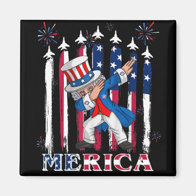 Patriotic Uncle Sam Dabbing 4. Juli Magnet (Vorne)