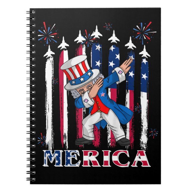 Patriotic Uncle Sam Dabbing 4. Juli Notizblock (Vorderseite)