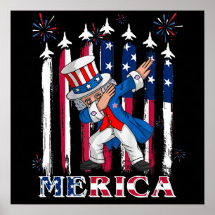 Patriotic Uncle Sam Dabbing 4. Juli Poster