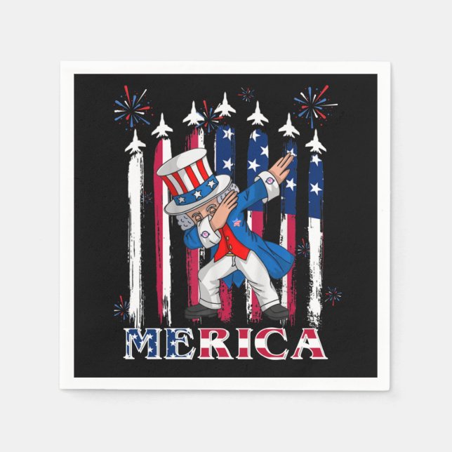 Patriotic Uncle Sam Dabbing 4. Juli Serviette (Vorderseite)