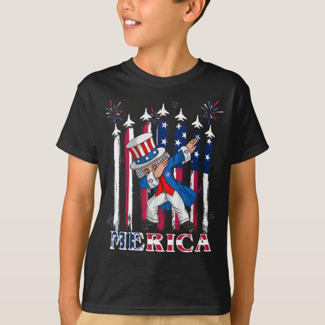 Patriotic Uncle Sam Dabbing 4. Juli T-Shirt (Vorderseite)