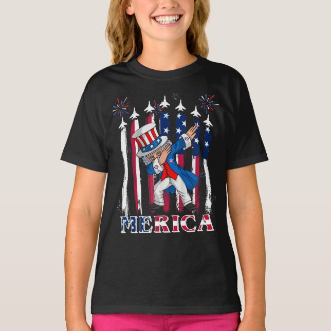 Patriotic Uncle Sam Dabbing 4. Juli T-Shirt (Vorderseite)