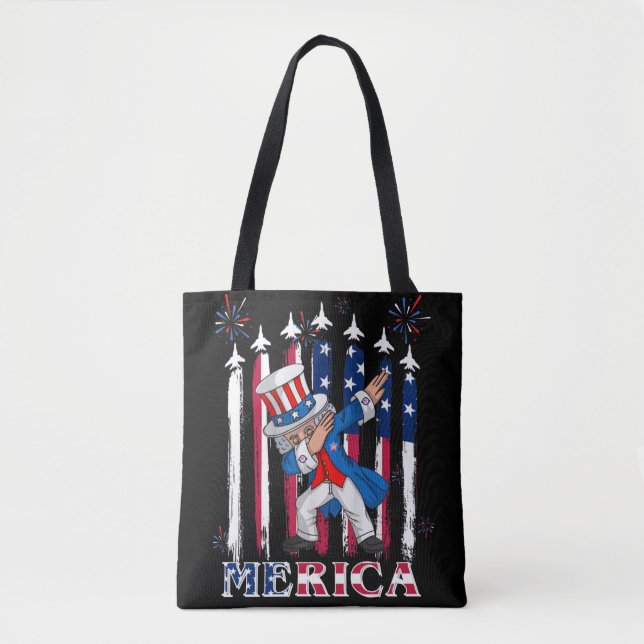 Patriotic Uncle Sam Dabbing 4. Juli Tasche (Vorderseite)