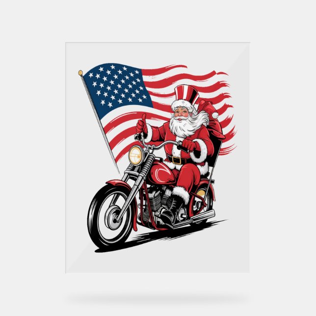 Patriotic Uncle Sam Motorcycle Acrylschild (Vorderseite)