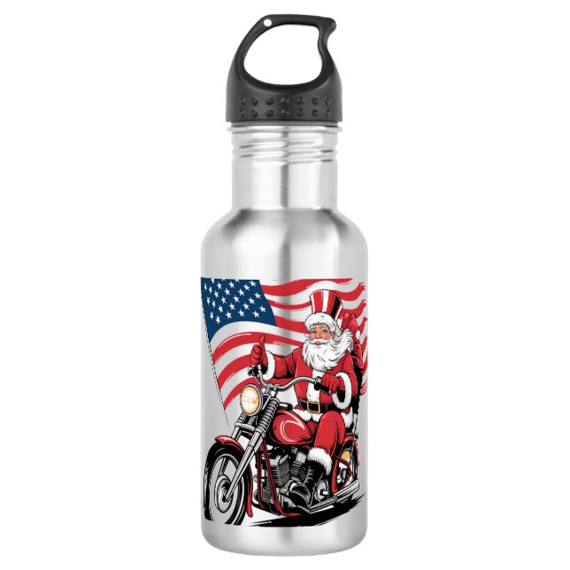 Patriotic Uncle Sam Motorcycle Edelstahlflasche (Vorderseite)
