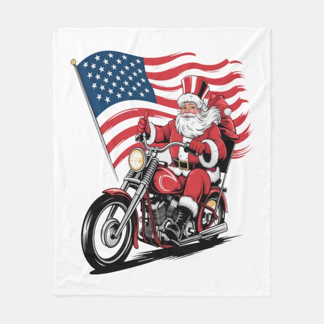 Patriotic Uncle Sam Motorcycle Fleecedecke (Vorderseite)
