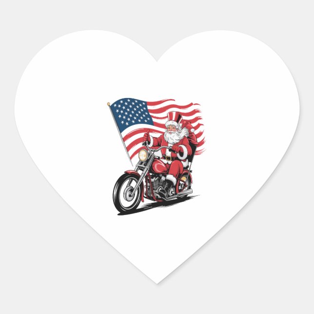 Patriotic Uncle Sam Motorcycle Herz-Aufkleber (Vorderseite)