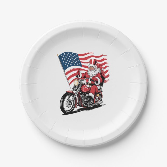 Patriotic Uncle Sam Motorcycle Pappteller (Vorderseite)