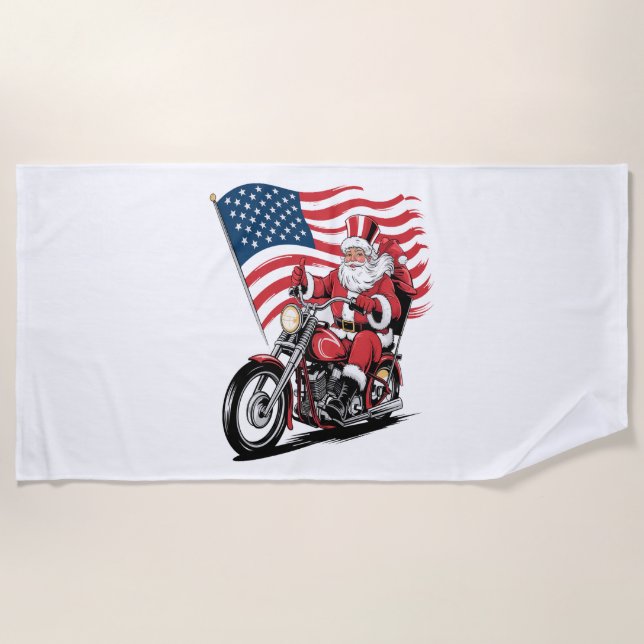 Patriotic Uncle Sam Motorcycle Strandtuch (Vorderseite)