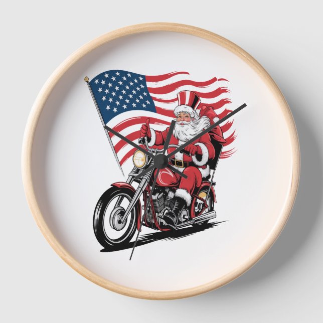 Patriotic Uncle Sam Motorcycle Uhr (Vorderseite)