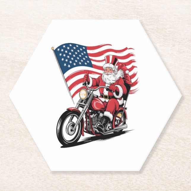 Patriotic Uncle Sam Motorcycle Untersetzer (Vorderseite)
