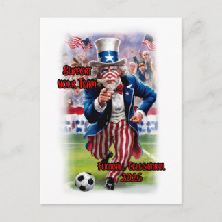 Patriotic Uncle Sam playing Soccer on a Feiertagspostkarte
