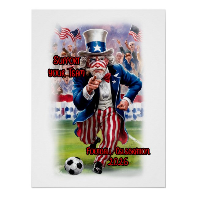 Patriotic Uncle Sam playing Soccer on a Poster (Vorderseite)