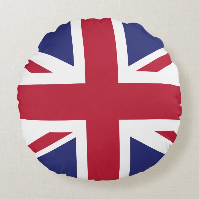 Patriotic United Kingdom Flag Rundes Kissen (Vorderseite)