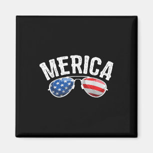 Patriotic Us America Flag Sungles Merica 4. Ju Magnet