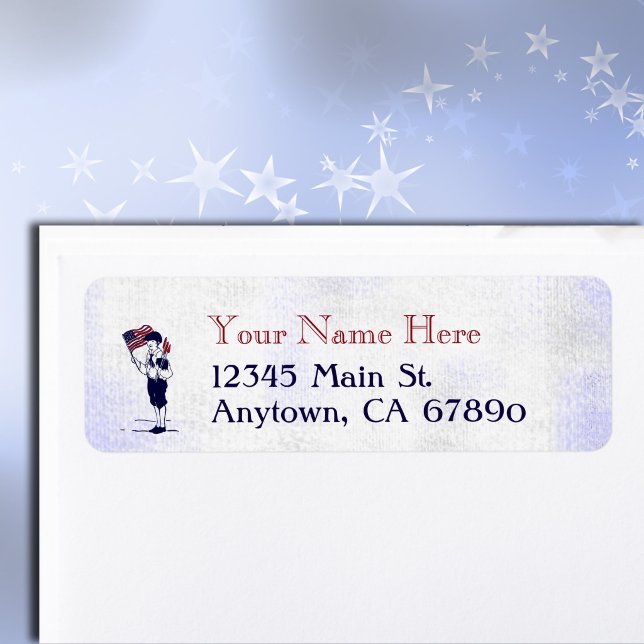 Patriotic US Flag and Fireworks Custom Address (Americana vintage fireworks and flag editable address label)