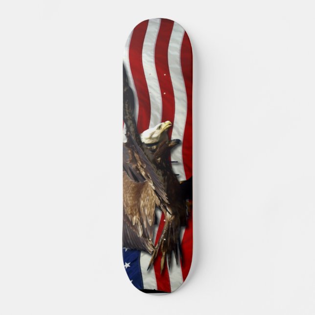 Patriotic US Flag Bald Eagles Skateboard (Vorderseite)