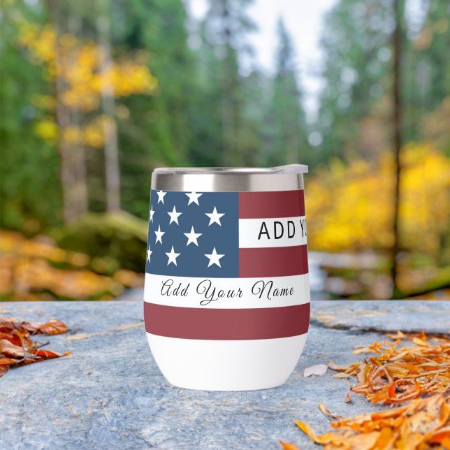 Patriotic US Flag Custom Text Name  (Außenbereich)