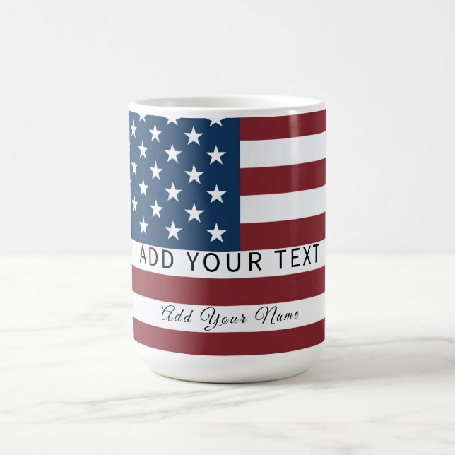 Patriotic US Flag Custom Text Name  Kaffeetasse (Mittel)