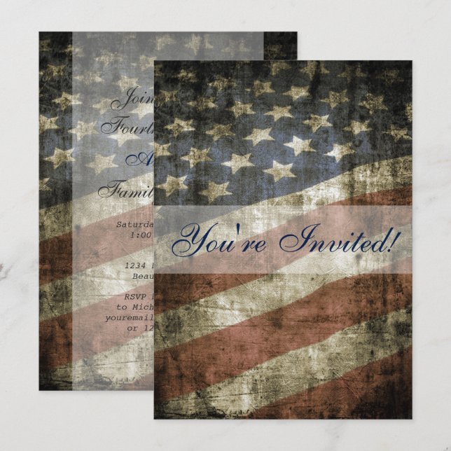 Patriotic US Flag Family Wiedersehen Einladung (Vorne/Hinten)