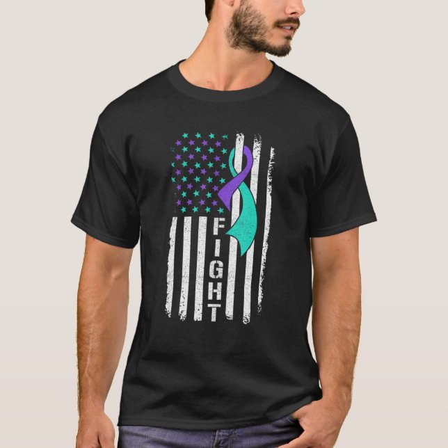 Patriotic US Flag Suicide Prevention Awareness Fig T-Shirt (Vorderseite)