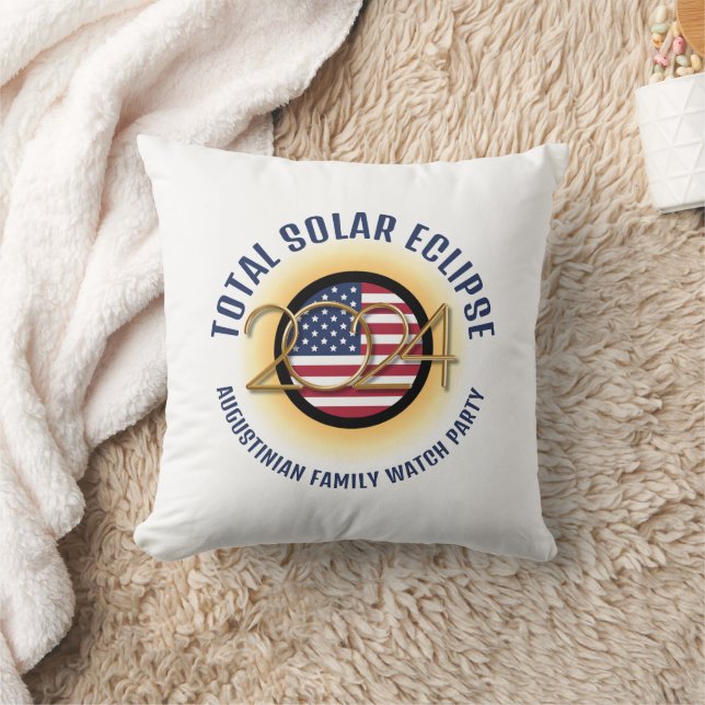 Patriotic USA 2024 INSGESAMT SOLAR ECLIPSE Familie Kissen (Decke)