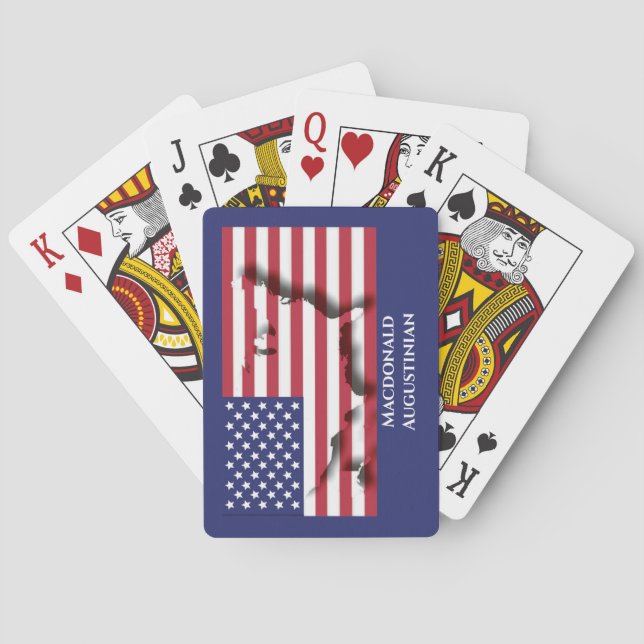 Patriotic USA AMERICA FLAG MAP Personalisiert Spielkarten (Rückseite)