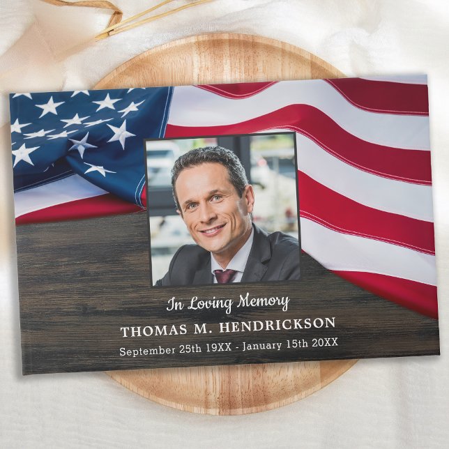 Patriotic USA American Flag Memorial Funeral Gästebuch (Von Creator hochgeladen)