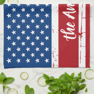 Patriotic USA American Flag Personalisiert Name Geschirrtuch