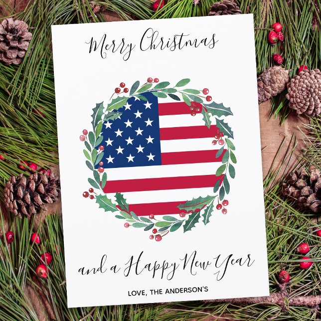 Patriotic USA American Flag Weihnachtsmann Feiertagskarte (Von Creator hochgeladen)